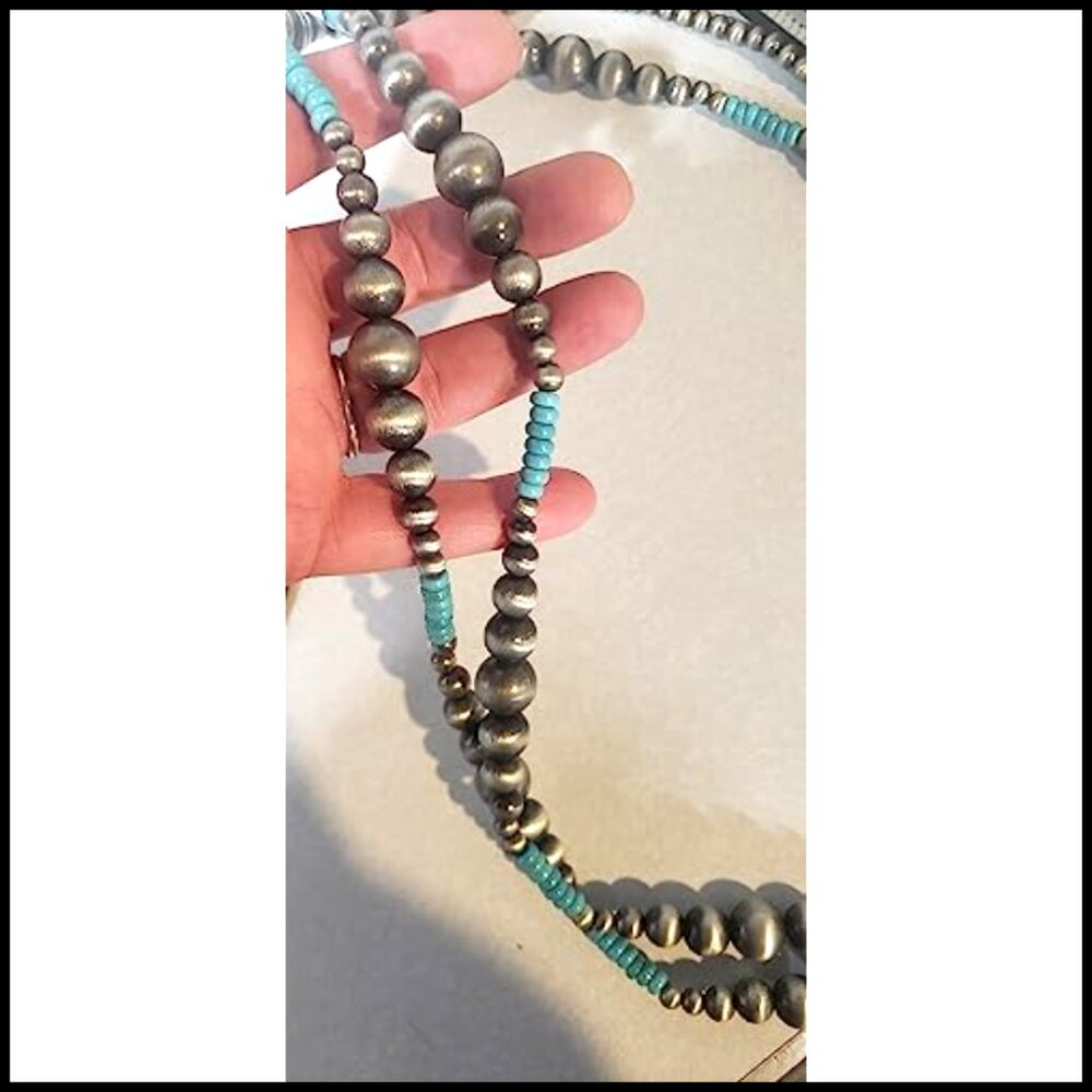 Extra Long Beaded Statement Necklace Earrings Set… - image 3